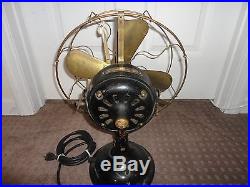 Antique GE Brass Blade Fan with Brass Cage