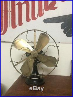 Antique GE Brass Blade Fan with Brass Cage 16