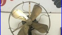 Antique GE Brass Blade Fan with Brass Cage 16