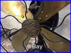 Antique GE Cast Iron and Brass Fan Model 75423 Perfect Working Condition