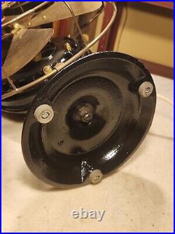 Antique GE Fan Pancake Motor Brass Blade &Cage Fluted Base Rear Switch Runs GR8