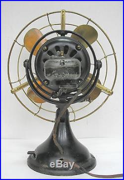 Antique GE GENERAL ELECTRIC Kidney OSCILLATING FAN, 12 brass blade, see VIDEO