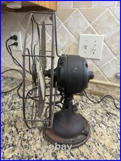 Antique GE General Electric 12 4 Blade Brass Desk Fan DF8 Running 1910s