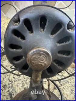 Antique GE General Electric 12 4 Blade Brass Desk Fan DF8 Running 1910s