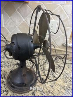 Antique GE General Electric 12 4 Blade Brass Desk Fan DF8 Running 1910s