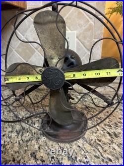 Antique GE General Electric 12 4 Blade Brass Desk Fan DF8 Running 1910s