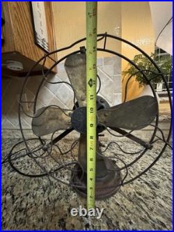 Antique GE General Electric 12 4 Blade Brass Desk Fan DF8 Running 1910s