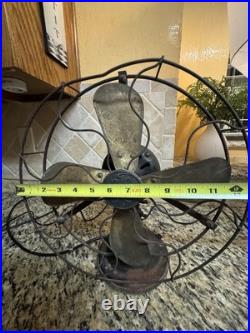 Antique GE General Electric 12 4 Blade Brass Desk Fan DF8 Running 1910s