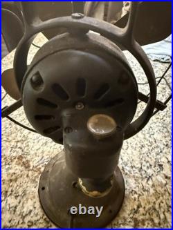 Antique GE General Electric 75423 12 Brass Blade Oscillating Fan Vintage