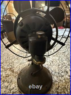 Antique GE General Electric 75423 12 Brass Blade Oscillating Fan Vintage