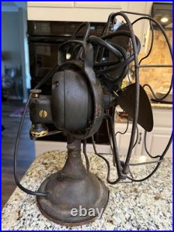 Antique GE General Electric 75423 12 Brass Blade Oscillating Fan Vintage
