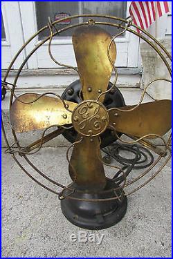 Antique GE General Electric Fan brass blade cage estate find 12 inch blade