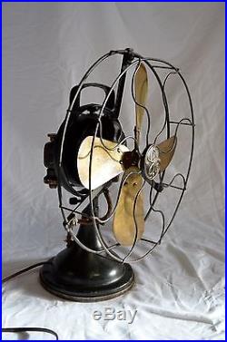 Antique GE General Electric Oscillating 12 Fan Brass Blade Type AO 3 spd Works