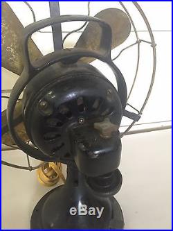 Antique GE General Electric Oscillating Fan with Brass Blades Type A Form R 5 Rare