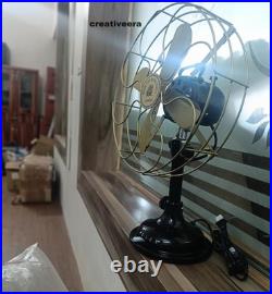 Antique GE General Electric Type Blade Tabletop Fan+ Mandalorian Helmet+ Stand