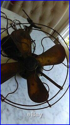 Antique GE General Electric Whiz brass blade fan for parts or restoration cage