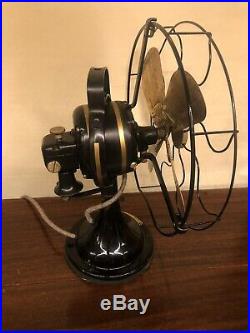 Antique GE Loop 12 Fan Brass Blade Oscillating 3 Speeds 1927 Restored