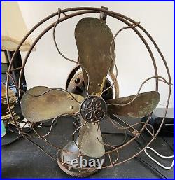 Antique GE Oscillating 4 Brass blade fan Working Condition