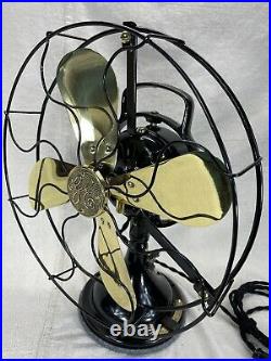 Antique GE Oscillating Fan. Brass Blades. Cast Iron. Just Reworked- Made In 1924