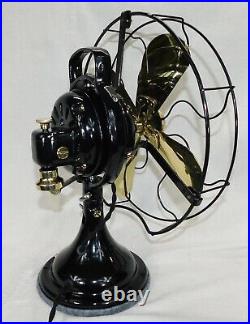 Antique GE Oscillating Fan. Brass Blades. Cast Iron. Just Reworked- Made In 1924