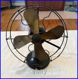 Antique GE Whiz 236327 Desk Table Fan Brass Blades Industrial Steam Punk 1927