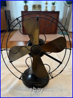 Antique GE Whiz 236327 Desk Table Fan Brass Blades Industrial Steam Punk 1927