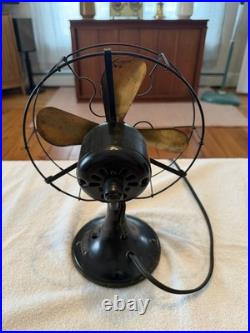 Antique GE Whiz 236327 Desk Table Fan Brass Blades Industrial Steam Punk 1927
