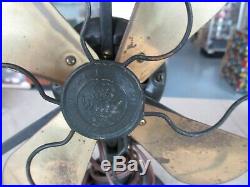 Antique GE Whiz 4 Brass Blade Fan, Wire Cage, 9, Original, WORKING -1520806 C