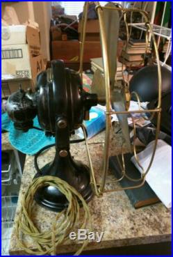 Antique GE electric oscillating fan, brass blade/cage, 1901