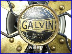 Antique Galvin 1920s Original Cast Iron 10 Brass Blade Fan