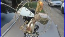 Antique Ge Fan Vintage Fan Brass Blade Brass Cage Stunning Hunter Badge Ge Fan