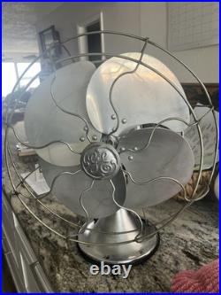 Antique Ge Oscillating Fan Chrome 1930s Effortlessly Working