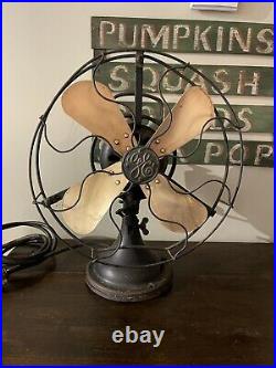 Antique General Electric 12 Electric Fan AOU Brass Blade Oscillator
