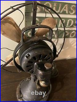 Antique General Electric 12 Electric Fan AOU Brass Blade Oscillator