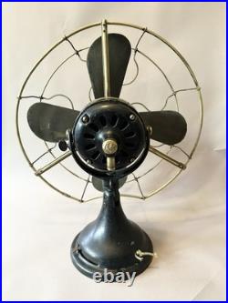Antique General Electric 16 Big Motor Yoke Black / Brass Desk Fan BMY GE