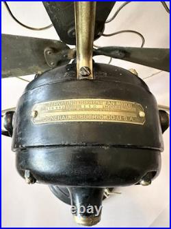 Antique General Electric 16 Big Motor Yoke Black / Brass Desk Fan BMY GE