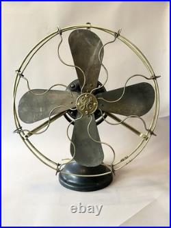 Antique General Electric 16 Big Motor Yoke Black / Brass Desk Fan BMY GE