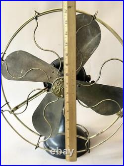 Antique General Electric 16 Big Motor Yoke Black / Brass Desk Fan BMY GE