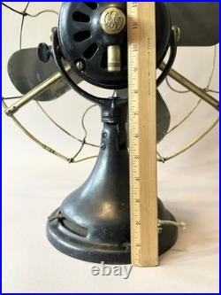 Antique General Electric 16 Big Motor Yoke Black / Brass Desk Fan BMY GE