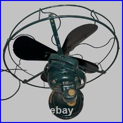 Antique General Electric 3 Speed Brass Electric Fan Restored Green Antique General Electric 3 Speed Brass Electric Fan Restored Green