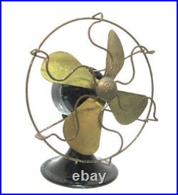 Antique General Electric 6 Brass Blade AC/DC Vintage Electric Fan Wall Mount GE