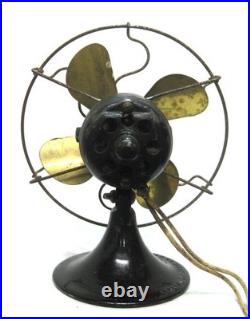 Antique General Electric 6 Brass Blade AC/DC Vintage Electric Fan Wall Mount GE