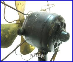 Antique General Electric 6 Brass Blade AC/DC Vintage Electric Fan Wall Mount GE