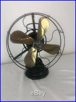 Antique General Electric Brass 4 Blade, Electric Fan, Works Good