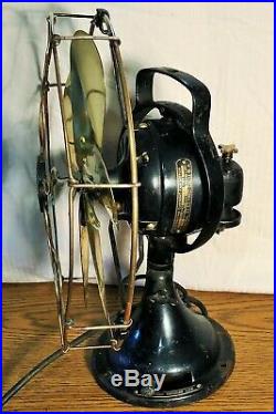 Antique General Electric Brass 6 Blade, Brass Cage Electric Fan, Works, 3 Speed