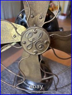 Antique General Electric Brass Blade Fan Industrial Brass Cage 13 Working