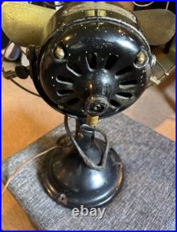 Antique General Electric Brass Blade Fan Industrial Brass Cage 13 Working