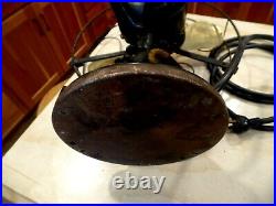 Antique General Electric Brass Blade Oscillating Electric Fan Excellent Cond