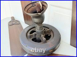 Antique General Electric Cast Iron Ceiling Fan Industrial GE