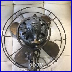 Antique General Electric Desk Fan 12 Inch Brass Blade